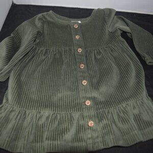 Wonder Nation Olive Ruffled Tiered Ribbed Corduroy Long Sleeve Dress 12 months